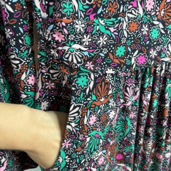 Boden Abigail Dress 8 Long Sleeve Leaf Print Stretch Jersey Pockets Thanksgiving - Picture 7 of 14